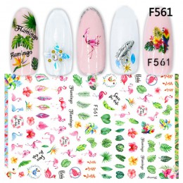 1 pc lato Nail Sticker 3D samoprzylepne naklejka Flamingo truskawki list Full okłady Cartoon paznokci suwak wskazówka Manicure S
