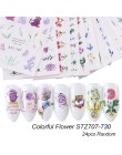 24 sztuk naklejka do paznokci kwiat Watermark suwak zestawy kolorowe polskie naklejki okłady do Manicure paznokci dekoracje arty