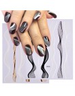 1PC fala naklejane paski do paznokci złoty czarny biały elastyczna taśma Nail Art folia 3D samoprzylepne suwaki Manicure naklejk