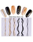 1PC fala naklejane paski do paznokci złoty czarny biały elastyczna taśma Nail Art folia 3D samoprzylepne suwaki Manicure naklejk