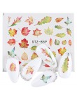 1pc spadek żółte złoto naklejki na paznokcie Maple Leaf suwak naklejki woda tatuaż Nail Art jesień polski Manicure okłady CHSTZ8