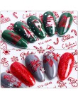 18 sztuk świąteczne naklejki na paznokcie 3D klej do metalu nowy rok list Elk Santa suwak kalkomanie do paznokci zestaw do manik