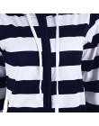 2019 jesień kobiety w paski bluzy bluza z długim rękawem z kapturem na zamek błyskawiczny z kieszeniami kurtki Casual Plus rozmi