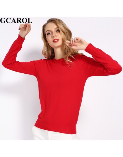 GCAROL nowy O Neck kobiety 30% sweter z wełny cukierki Jumper Casual Stretch jesień zima podstawowe Render dzianinowy sweter S-3