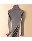 SuyaDream kobiety stałe swetry z golfem 80% jedwabiu 20% bawełna Slim Fit żebra 2019 jesień zima wydłużona dzianina nosić