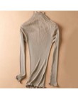 SuyaDream kobiety stałe swetry z golfem 80% jedwabiu 20% bawełna Slim Fit żebra 2019 jesień zima wydłużona dzianina nosić