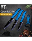 XYj ceramika kuchenna zestaw noży narzędzie 3 "4" 5 "calowy + prezent obierak czarne ostrze czerwony fioletowy niebieski uchwyt 
