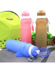 Żywność bez bisfenolu a klasy 600ML składany butelki na wodę FDA darmowa jazda na rowerze silikonowe składane podróży światła pi
