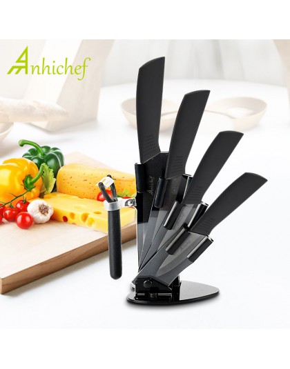 Noże kuchenne noże ceramiczne zestaw akcesoriów 3 "Paring 4" narzędzie 5 "krojenie 6" nóż szefa kuchni + uchwyt + obieraczka cza