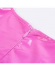 LVINMW Sexy różowy PU skóra obcisła sukienka 2019 lato kobiety bez rękawów głęboki dekolt powrót zamek elastyczna Mini sukienka 