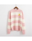 Swetry damskie Kawaii Ulzzang College cukierki kolor paski księżyc zestawy haftowany sweter kobiet odzież w stylu harajuku dla k