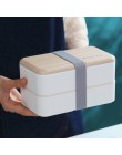 Kuchenka mikrofalowa dwuwarstwowy pojemnik na Lunch drewniane Bento Box przenośny pojemnik Box BPA za darmo