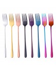 8 kolorów ze stali nierdzewnej stalowe długie uchwyt widelec obiadowy koreański Rainbow widelec Hotel restauracja Party Supplies