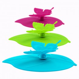 ME. FAM moda kolorowe piękny 3D motyl + liście kubek silikonowy pokrywa 10.5 cm pyłoszczelna uszczelka pokrywy szklana ceramiczn