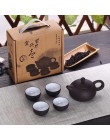 Soffe fioletowy piasek ceramiczny czajniczek Kung Fu zestaw z 4 Mini kubek i 1 garnek nadaje się do domowego biura zestaw herbat