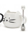 Ceramiczny słodki kociak kubki z łyżeczką kawa herbata mleko zwierzęce filiżanki z uszkiem 400ml Drinkware ładne prezenty