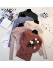 WOTWOY błyszczące Lurex jesień zima sweter kobiet z długim rękawem sweter kobiet swetry Basic kobiet 2020 koreański styl bluzki 