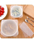 4 sztuk/zestaw Sealed silikonowa folia spożywcza świeże jedzenie pokrywa Wrap kuchnia Stretch zachowywanie świeżości pokrywa poj