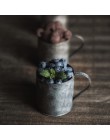 Amerykański retro Drinkware okrągły kubek Vintage kutego żelaza stary kubek z uchwytem fotografia rekwizyty na deser owoce suszo