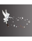 Wróżka anioł akrylowe naklejki ścienne z efektem lustra 3D DIY anioł w świecie gwiazda lustro srebrne ścienne naklejki dla dziec