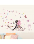 Romantyczny kwiatowy wróżka huśtawka naklejki ścienne dla dzieci dekoracja ścienna do pokoju sypialnia salon dzieci pokój dziewc