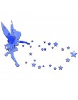 Wróżka anioł akrylowe naklejki ścienne z efektem lustra 3D DIY anioł w świecie gwiazda lustro srebrne ścienne naklejki dla dziec