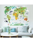Kolorowy świat zwierząt naklejki ścienne z mapą salon dekoracje domu naklejka z pvc sztuka na ścianę 037 diy biuro dzieci pokój 