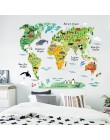 Kolorowy świat zwierząt naklejki ścienne z mapą salon dekoracje domu naklejka z pvc sztuka na ścianę 037 diy biuro dzieci pokój 
