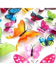 12 sztuk 3D dwuwarstwowa naklejka na ścianę z motylem na ścianie do wystroju domu DIY motyle magnesy na lodówkę dekoracja pokoju