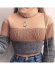 Kryptograficzne modne damskie golfy swetry w paski długie rękawy dzianinowe swetry damskie swetry przycięte swetry jesień