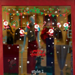 DIY świąteczna naklejka na ścianę salon Xmas mikołaj Snowman Elk naklejki witryna okienna dekoracja ze szkła plakat folie dekora