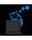 Niebieskie światło Luminous naklejka pod włącznik Home Decor Cartoon świecące naklejki ścienne ciemny blask naklejka dekoracyjna