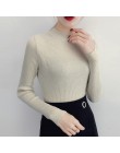 Błyszczący Lurex jesień zima sweter kobiet z długim rękawem sweter kobiet swetry basic z golfem 2020 koreański styl bluzki z dzi