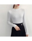 Błyszczący Lurex jesień zima sweter kobiet z długim rękawem sweter kobiet swetry basic z golfem 2020 koreański styl bluzki z dzi