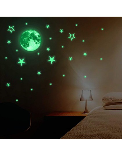 Luminous Moon gwiazdy połączenie 3D naklejki ścienne sypialnia salon dekoracji wnętrz dla dzieci pokój naklejki świecą w ciemnoś