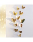 12 sztuk/zestaw 3D naklejki ścienne motyl wytłaczany papier 3 rozmiary srebrne złoto na naklejki na lodówkę dekoracja na przyjęc