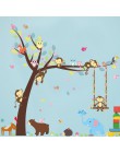 Las naklejka ścienna zwierzęta małpa niedźwiedź drzewo dla dzieci pokój dzieci naklejka przedszkole dekoracja sypialni plakat na