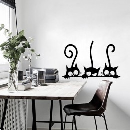 Piękny 3 czarny ładny naklejka ścienna z kotem Moder naklejki ścienne z kotem dziewczyny winylowa dekoracja do domu słodki kocia