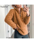 Nadafair 2019 zimowy puszysty sweter polar na co dzień ciepły nadwymiarowy sweter kobiety Fuax futro świąteczne swetry płaszcz z