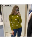 GCAROL nowych kobiet Polka Dot sweter 30% wełny sweter typu oversized casualowe w stylu streetwear jesień zima słodkie dziergany