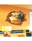 Darmowa wysyłka: 3D zepsuta ściana zachód słońca dekoracje Seascape wyspa drzewa kokosowe ozdoby do domu można usunąć naklejki ś