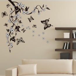 Kreatywny motyl kwiat oddział dekoracyjne naklejki ścienne Home Decor dekoracje do salonu naklejki ścienne pcv Diy sztuka na ści