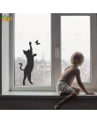 Piękny kot zagraj naklejka na ścianę z motylem DIY zwierząt kotek etykiety winylowe dziewczyny sypialnia Home Decor słodki kocia
