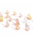 12 sztuk różowe złoto srebro Hollow 3D motyl naklejki ścienne dla DIY Party dzieci dekoracja ślubna do pokoju Home naklejka ście