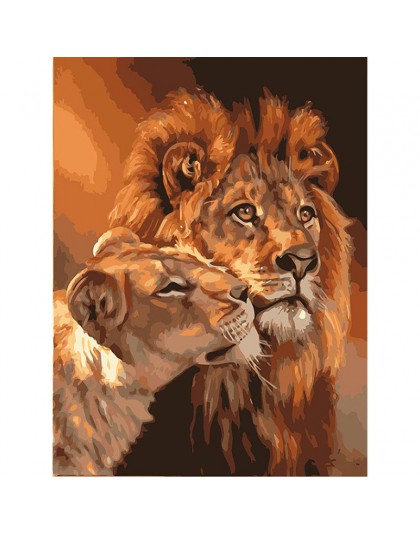 Bezramowe Lion Zwierząt zrób to sam Zestawy Malowanie Numerami Kolorowanki Obraz Olejny Na Płótnie Rysunek Home Artwork Wall Art