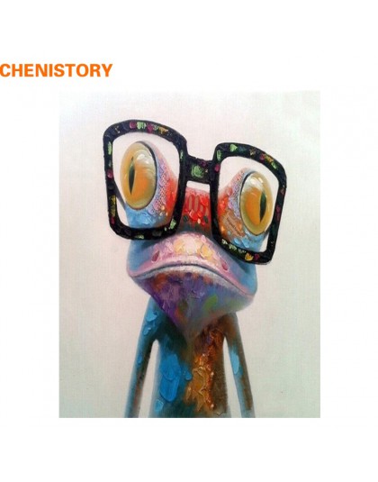 CHENISTORY abstrakcyjna farba żaba zwierzęta ręcznie malowany obrazek według numerów akrylowy obraz ręcznie malowany obraz olejn