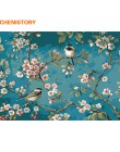 CHENISTORY ptak na drzewo kwiatowe DIY cyfrowe malowanie przez zestawy liczb akrylowy kolor rysunek numerami dla dzieci wyjątkow