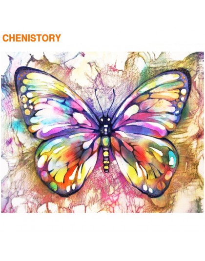 CHENISTORY Frame Butterfly ręcznie malowany obrazek według numerów kolorowe farby według numerów Wall Art obraz kolorowanie wedł