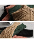 Ocieplany sweter damskie jesienne zimowe bluzki w stylu koreańskim luźny ścieg kręty krótka konstrukcja sweter golf czarny brązo