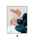 Nowoczesny abstrakcyjny różowy kwiat zielone rośliny plakat wydruk płótna malarstwo zdjęcia dekoracja ścienna do domu można dost